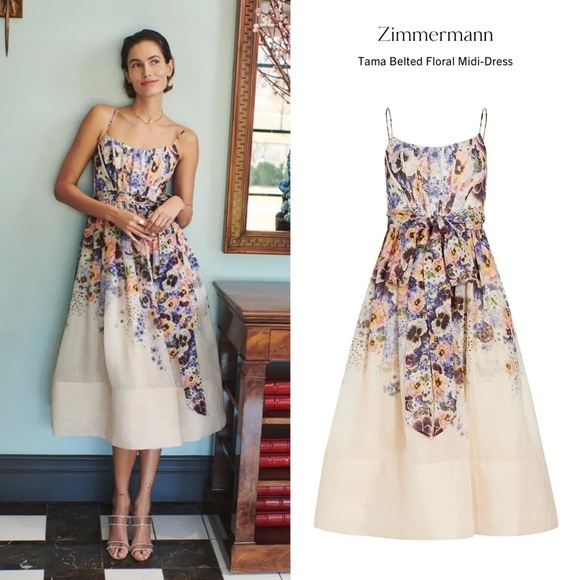 ZIMMERMANN Tama Belted Floral Midi-Dress Size Zimmermann 1 - Picture 11 of 15